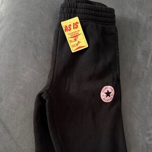 Converse Black Kids Sweatpants with Pink Logo